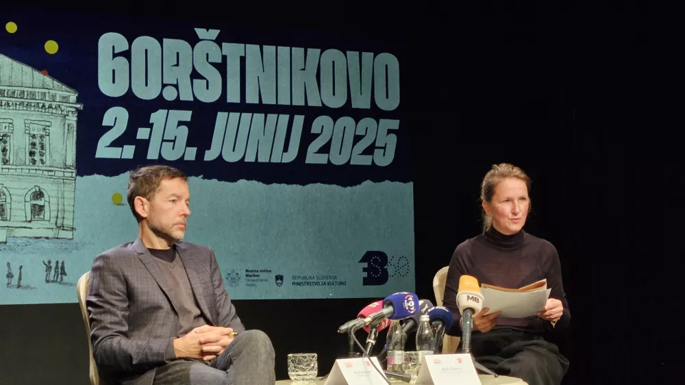 Maribor.Novinarska konferenca 60. Festivala Borstnikovo srecanje.Umetniski direktor festivala Ales Novak, selektorica tekmovalnega programa Ajda Rooss.