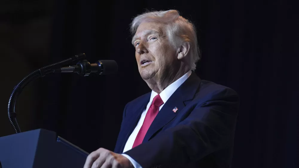 President Donald Trump speaks during the National Prayer Breakfast at Washington Hilton, Thursday, Feb. 6, 2025, in Washington. (AP Photo/Evan Vucci)