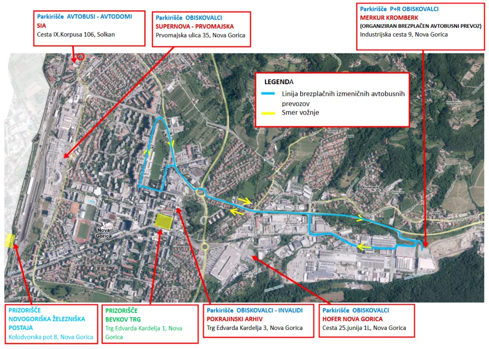 Brezplačna parkirišča Nova Gorica EPK