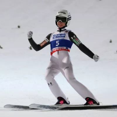 01 January 2025, Bavaria, Oberstdorf: Slovenia's Ski jumper Nika Prevc in action during the women's large hill 2nd round of the ski jumping Two Nights Tour. Photo: Karl-Josef Hildenbrand/dpa