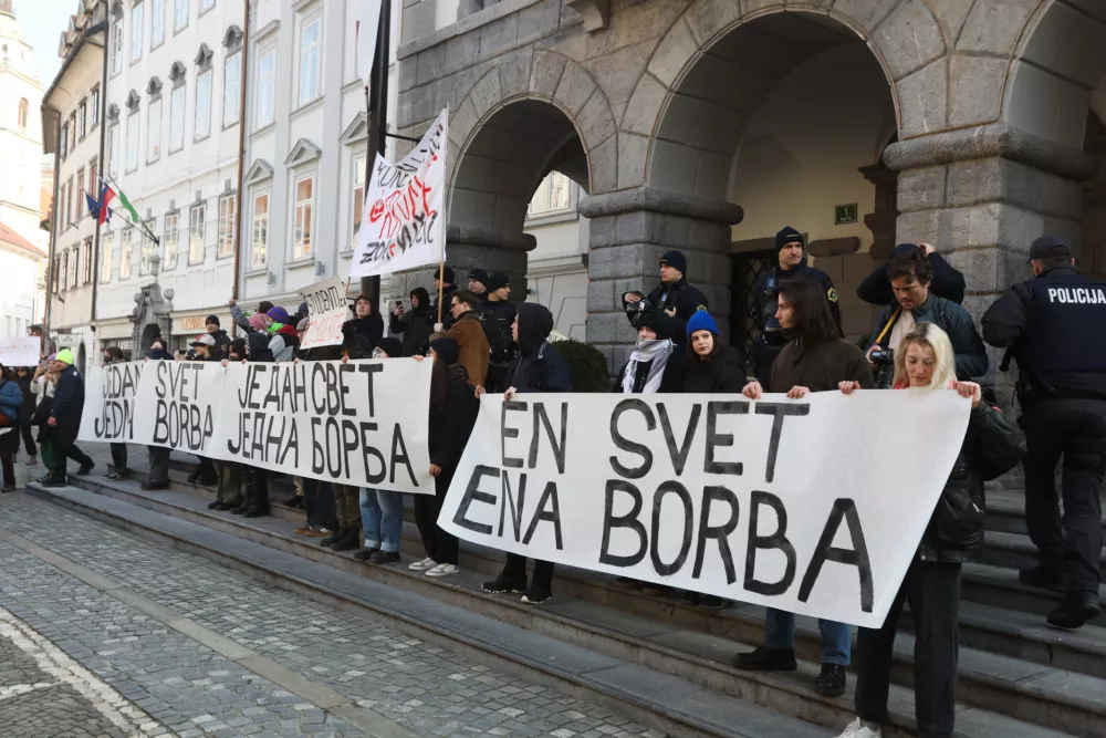 Zahtevajo tudi, da mestni svet javno podpre protestnike v Srbiji. Foto: Bojan Velikonja