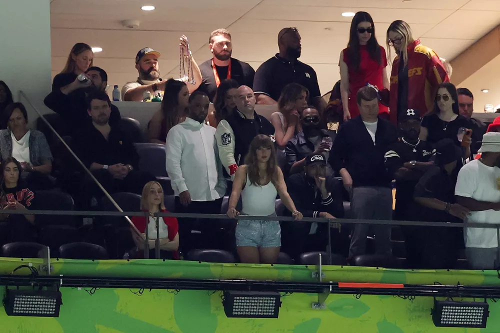 Feb 9, 2025; New Orleans, LA, USA; Recording artist Taylor Swift watches the first half of Super Bowl LIX between the Kansas City Chiefs and the Philadelphia Eagles at Caesars Superdome. Mandatory Credit: Geoff Burke-Imagn Images