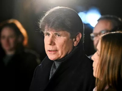 Former Illinois Governor Rod Blagojevich, a Democrat and former contestant on "The Celebrity Apprentice", who was convicted of corruption for trying to sell former President Barack Obama's vacated U.S. Senate seat, speaks after he was pardoned by U.S. President Donald Trump in Chicago, Illinois, U.S. February 10, 2025. REUTERS/Vincent Alban