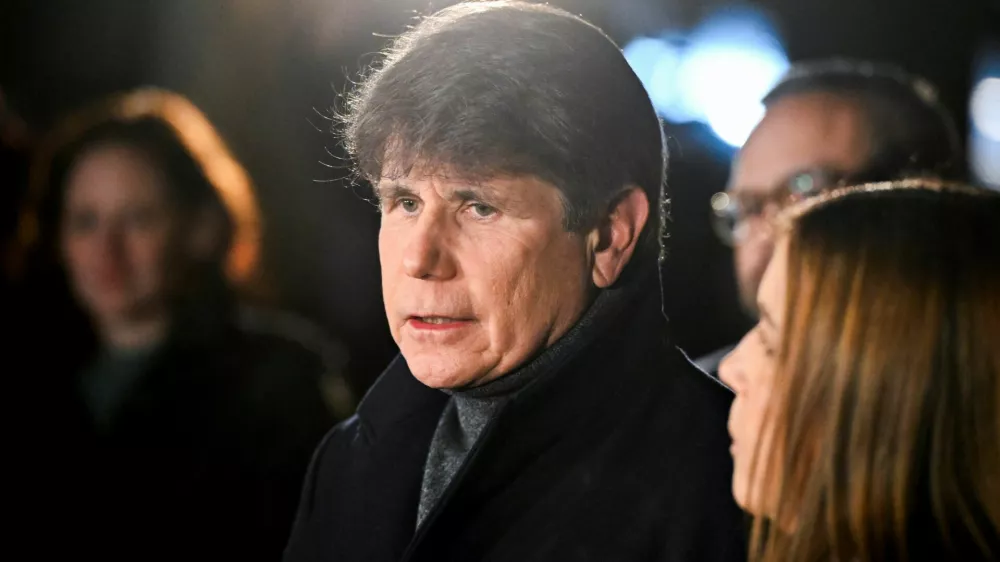 Former Illinois Governor Rod Blagojevich, a Democrat and former contestant on "The Celebrity Apprentice", who was convicted of corruption for trying to sell former President Barack Obama's vacated U.S. Senate seat, speaks after he was pardoned by U.S. President Donald Trump in Chicago, Illinois, U.S. February 10, 2025. REUTERS/Vincent Alban