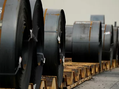 Steel coils are pictured in the yards of the steelmaker Ternium plant as U.S. President Donald Trump ordered 25% tariffs on aluminum and steel imports entering the United States, in San Nicolas de los Garza, Mexico February 11, 2025. REUTERS/Daniel Becerril