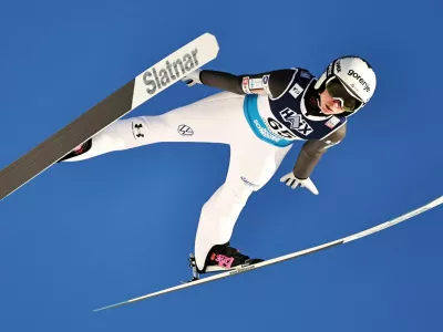 Ski Jumping - FIS Ski Jumping World Cup - Lillehammer, Norway - November 23, 2024 Slovenia's Nika Prevc in action Geir Olsen/NTB via REUTERS ATTENTION EDITORS - THIS IMAGE WAS PROVIDED BY A THIRD PARTY. NORWAY OUT. NO COMMERCIAL OR EDITORIAL SALES IN NORWAY.