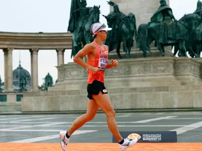 FILE PHOTO: Athletics - World Athletics Championship - Men's 20 km Race Walk - Budapest, Hungary - August 19, 2023 Japan's Koki Ikeda in action during the men's 20 km race walk REUTERS/Bernadett Szabo/File Photo