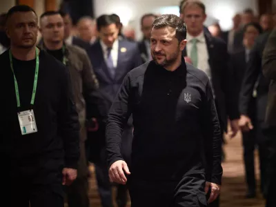 HANDOUT - 14 February 2025, Bavaria, Munich: Ukraine's President Volodymyr Zelensky arrives to attend the 61st Munich Security Conference (MSC). Photo: -/Ukrainian Presidency/dpa - ATTENTION: editorial use only and only if the credit mentioned above is referenced in full