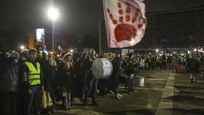 14.2.2025 - Kragujevac - Srbija študendski protest - Študentje iz srbije se zbirajo v centru KragujevcaFoto: Luka Cjuha