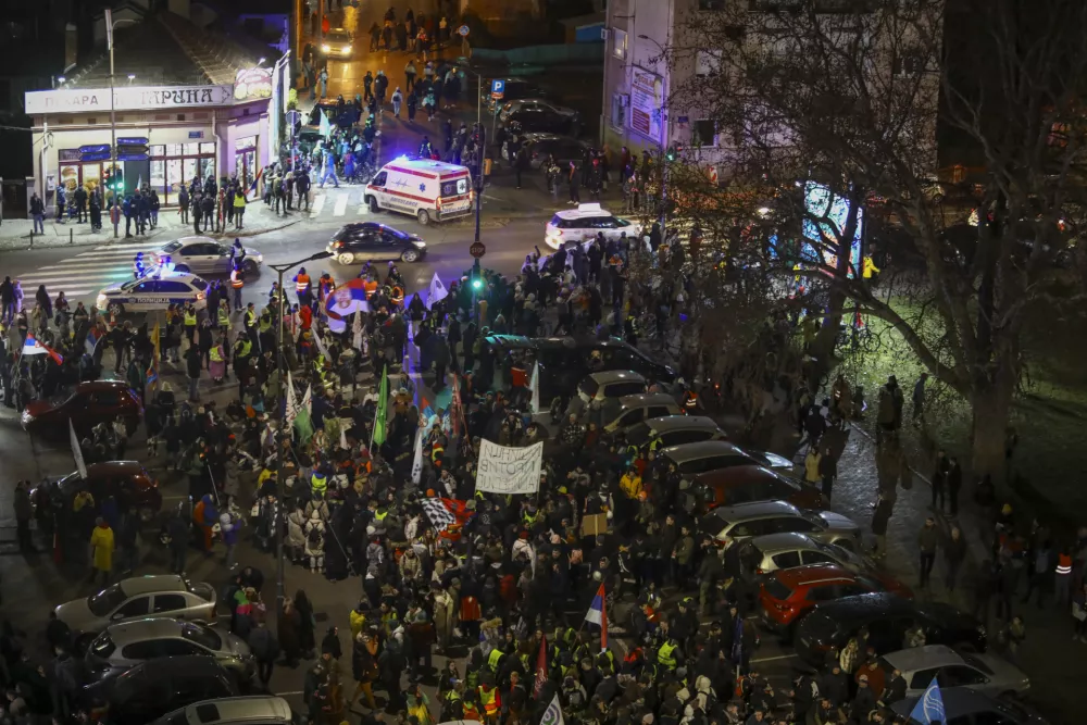 14.2.2025 - Kragujevac - Srbija študendski protest - Študentje iz srbije se zbirajo v centru KragujevcaFoto: Luka Cjuha