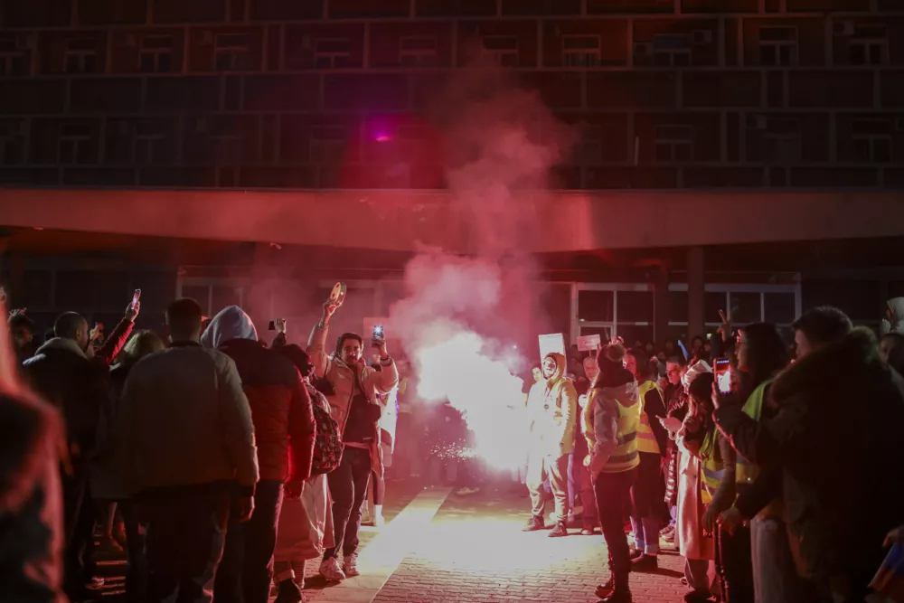 14.2.2025 - Kragujevac - Srbija študendski protest - Študentje iz srbije se zbirajo v centru KragujevcaFoto: Luka Cjuha