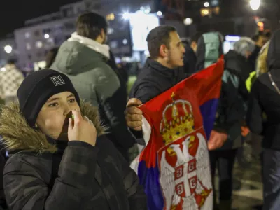 14.2.2025 - Kragujevac - Srbija študendski protest - Študentje iz srbije se zbirajo v centru KragujevcaFoto: Luka Cjuha