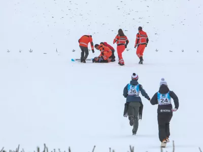 - Thea Minyian Bjoersth, hud padec,- 15.02.2025. - Svetovni pokal v smučarskih skokih za ženske Ljubno 2025.//FOTO: Bojan Velikonja