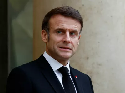 French President Emmanuel Macron waits for the arrival of Armenia's Prime Minister Nikol Pashinyan (not seen) for a bilateral meeting at the Elysee Palace as part of the Artificial Intelligence (AI) Action Summit in Paris, France, February 10, 2025. REUTERS/Gonzalo Fuentes