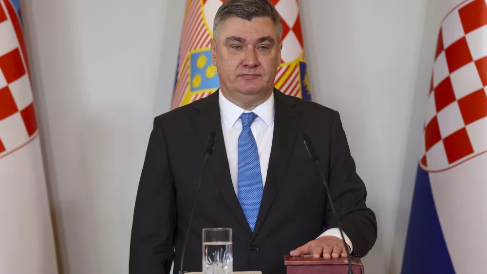 Croatia's President Zoran Milanovic takes an oath during his inaugural ceremony at the presidential palace in Zagreb, Tuesday, Feb. 2025. (Damir Sencar/Hina via AP, Pool)