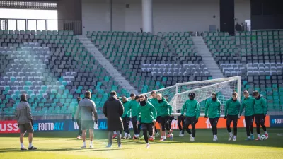 Ljubljana, Stadion Stozice.Trening nogometasev NK Olimpija pred tekmo proti FK Borac.