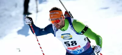 Winter Sports - Biathlon World Championships - Men's 20Km Individual - Lenzerheide, Switzerland - February 19, 2025 Slovenia's Jakov Fak in action REUTERS/Denis Balibouse