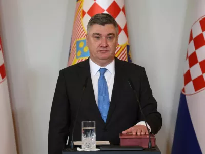 Croatia's President Zoran Milanovic attends his swearing-in ceremony held at the Presidential Palace in Zagreb, Croatia, February 18, 2025. Damir Sencar/Pool via REUTERS