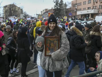 15.2.2025 - Kragujevac - Srbija - študentski protest - Blokada Kragujevca v podporo študentom Foto: Luka Cjuha