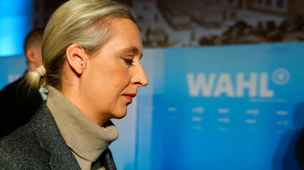 Alternative for Germany (AfD) party co-leader Alice Weidel arrives to attend the ARD TV live debate 'Wahlarena' in Berlin, Germany, February 17, 2025. REUTERS/Fabrizio Bensch