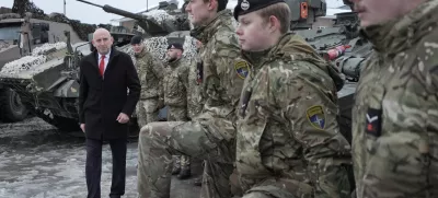 Defence Secretary John Healey meets British personnel at the Tapa military base, where some 900 British troops are deployed this Christmas, defending NATO's eastern flank, in Estonia, December 19, 2024. Stefan Rousseau/Pool via REUTERS