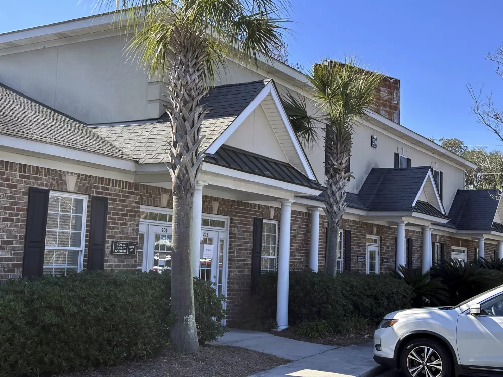 This photo shows the fertility clinic operated by Coastal Fertility Specialists where a woman is suing the clinic, saying it impregnated her with another couple's embryo when she underwent in vitro fertilization, in 2023, in Savannah, Ga., on Monday, Feb. 17, 2025. (AP Photo/Russ Bynum)