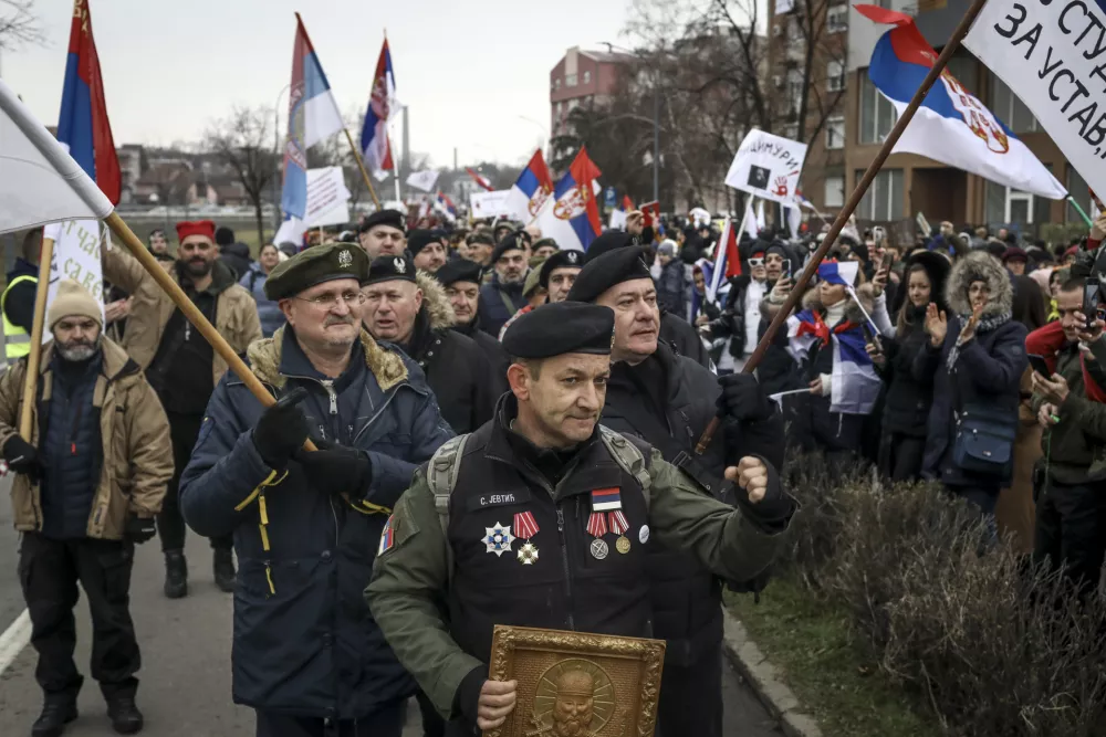 Srbski vojni veterani15.2.2025 - Kragujevac - Srbija - &scaron;tudentski protest - Blokada Kragujevca v podporo &scaron;tudentom Foto: Luka Cjuha