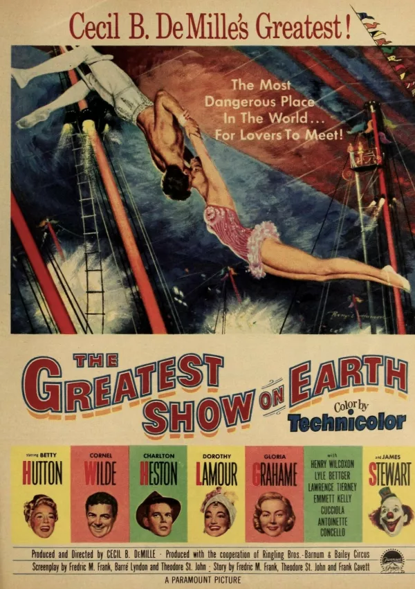 Veliki zmagovalec25. podelitve oskarjev je bil film The Greatest Show on Earth režiserja Cecila B. DeMilla. / Foto: Wikipedija / Foto: Wikipedija