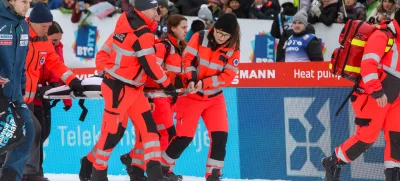 - Thea Minyian Bjoersth, hud padec,- 15.02.2025. - Svetovni pokal v smučarskih skokih za ženske Ljubno 2025.//FOTO: Bojan Velikonja