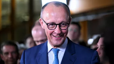 German conservative candidate for chancellor and Christian Democratic Union (CDU) party leader Friedrich Merz reacts after the exit poll results are announced for the 2025 general election, in Berlin, Germany, February 23, 2025. REUTERS/Angelika Warmuth