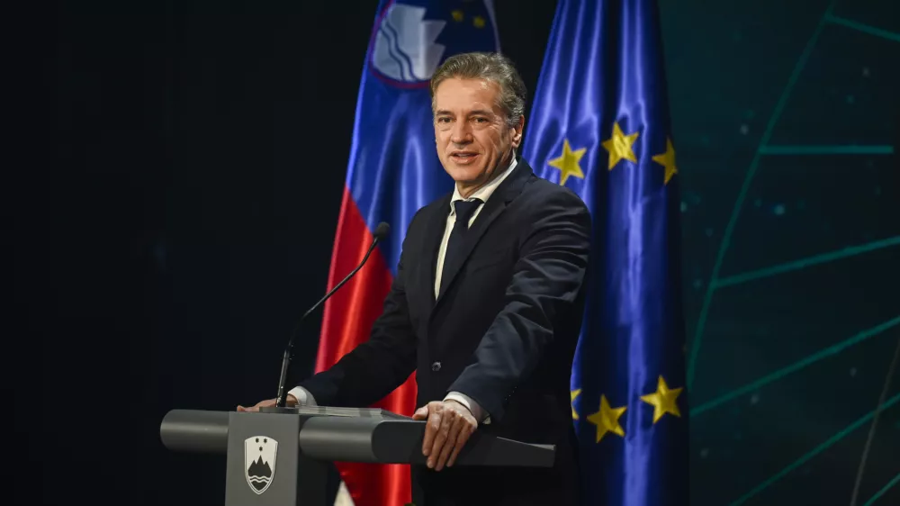 Robert Golob10.01.2025 Slovesnost v organizaciji ministrstva za gospodarstvo, turizem in šport ob vstopu Slovenije v polnopravno članstvo Evropske vesoljske agencije (ESA), Center Noordung, VitanjeFOTO: Nik Erik Neubauer