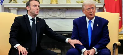 French President Emmanuel Macron and U.S. President Donald Trump meet at the White House in Washington, D.C., U.S., February 24, 2025. REUTERS/Brian Snyder