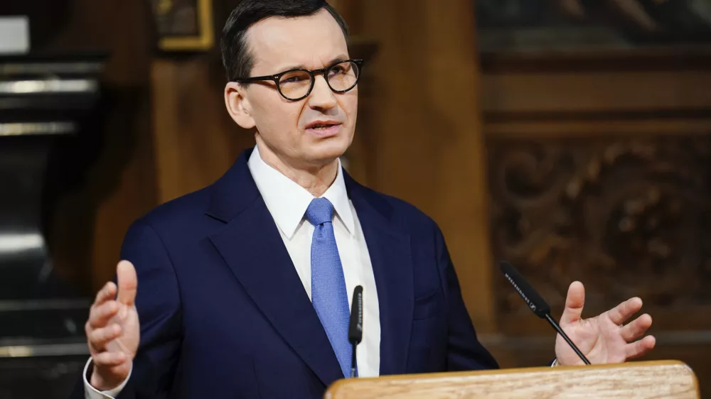 FILED - 20 March 2023, Baden-Wuerttemberg, Heidelberg: Polish Prime Minister Mateusz Morawiecki speaks in the Old Aula of Heidelberg University. Photo: Uwe Anspach/dpa