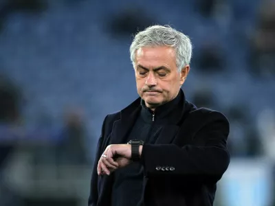 FILE PHOTO: Soccer Football - Coppa Italia - Quarter Final - Lazio v AS Roma - Stadio Olimpico, Rome, Italy - January 10, 2024 AS Roma coach Jose Mourinho before the match REUTERS/Alberto Lingria/File Photo