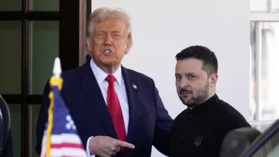 President Donald Trump welcomes Ukraine President Volodymyr Zelenskyy at the White House in Washington, Friday, Feb. 28, 2025. (AP Photo/Ben Curtis)