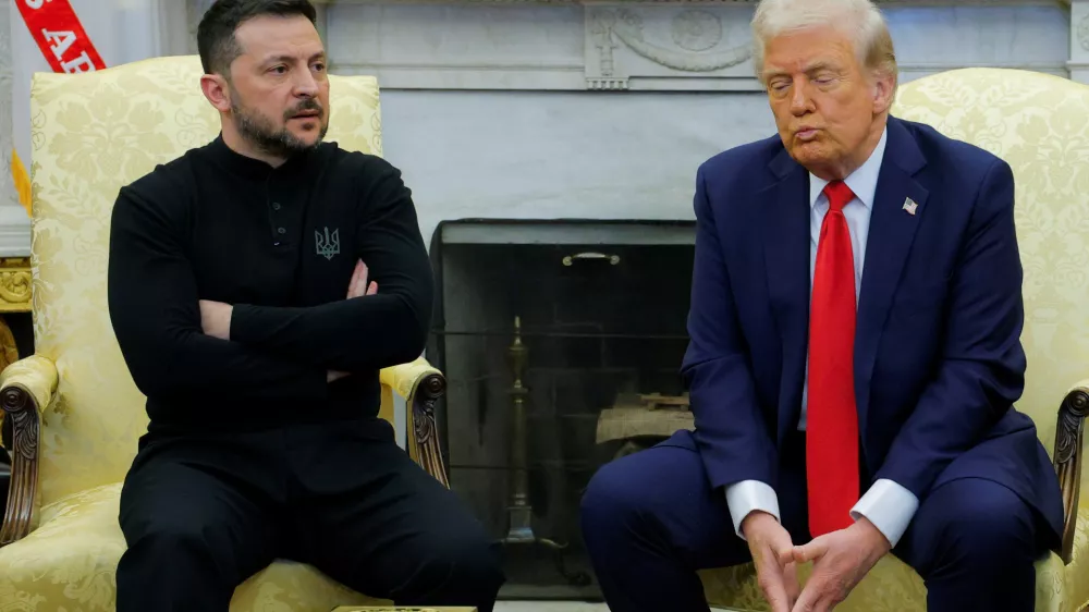 U.S. President Donald Trump meets with Ukrainian President Volodymyr Zelenskiy at the White House in Washington, D.C., U.S., February 28, 2025. REUTERS/Brian Snyder