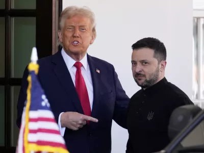 President Donald Trump welcomes Ukraine President Volodymyr Zelenskyy at the White House in Washington, Friday, Feb. 28, 2025. (AP Photo/Ben Curtis)