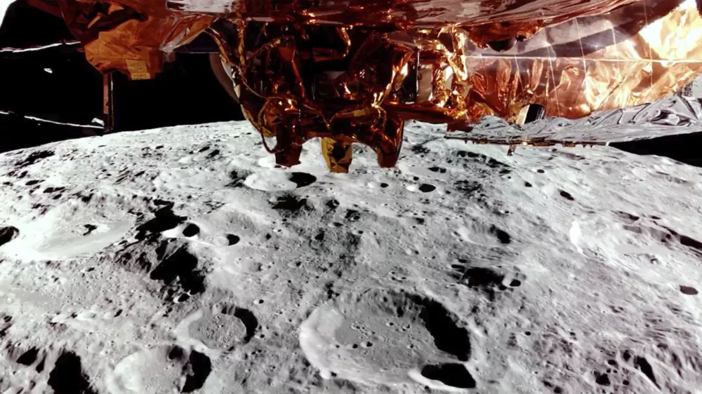 This image provided by Firefly Aerospace on Feb. 26, 2025 shows Firefly Aerospace's Blue Ghost lunar lander orbiting the moon. (Firefly Aerospace via AP)