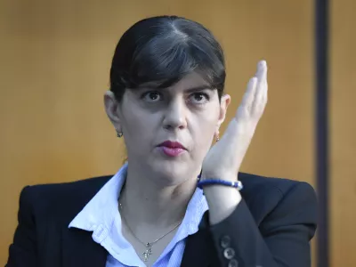 ﻿FILE - In this Friday, Oct. 4, 2019 file photo, European Union's chief prosecutor Laura Codruta Kovesi speaks in Bucharest, Romania. The European Union's chief prosecutor on Friday, Oct. 1, 2021 accused Slovenia of interfering in the EU's justice system and raised concerns about whether the 27-nation bloc's budget is protected from fraud or corruption. (AP Photo/Andreea Alexandru, File)