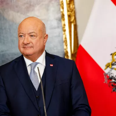 Austria's newly sworn-in Chancellor and head of People's Party (OeVP) Christian Stocker looks on during a press statement, in Vienna, Austria, March 3, 2025. REUTERS/Lisa Leutner