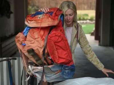 Azul Vieiro, 44, daughter of the late legendary mountaineer Guillermo Vieiro, poses for a picture with her father's rucksack in Mendoza, Argentina, on February 28, 2025. After four decades trapped in the ice of the Tupungato volcano, the backpack left behind by the legendary climber when he died on an expedition in 1985 was rescued by his daughters, in an emotional journey that turned the history of South American mountaineering on its head. Vieiro, known for having climbed Aconcagua, the highest mountain in the Americas at 6,900 metres, several times, lost his life at the age of 44 while descending a complex route on Tupungato accompanied by his apprentice Leonardo Rabal, who also died at the age of 20.,Image: 971549496, License: Rights-managed, Restrictions:, Model Release: noFoto: Profimedia