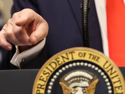 U.S. President Donald Trump gestures as he makes an announcement about an investment from Taiwan Semiconductor Manufacturing Company (TSMC), in the Roosevelt Room at the White House in Washington, D.C., U.S., March 3, 2025. REUTERS/Leah Millis