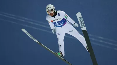 Nordic Skiing - FIS Nordic World Ski Championships - Ski Jumping - Trondheim, Norway - March 2, 2025 Slovenia's Anze Lanisek in action Men's Individual HS102 - First Round REUTERS/Kai Pfaffenbach