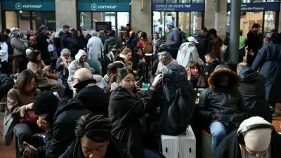 Passengers wait inside the departure hall as traffic has been disrupted at the Gare du Nord train station following the discovery of an unexploded bomb dating back to World War Two 2.5 km (1.55 miles) from the train station, in the middle of the train tracks, France, March 7, 2025. REUTERS/Benoit Tessier