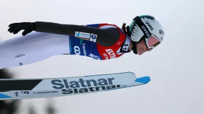 Nordic Skiing - FIS Nordic World Ski Championships - Trondheim, Norway - March 7, 2025 Slovenia's Nika Prevc in action during the women's large hill HS138 first round REUTERS/Kai Pfaffenbach