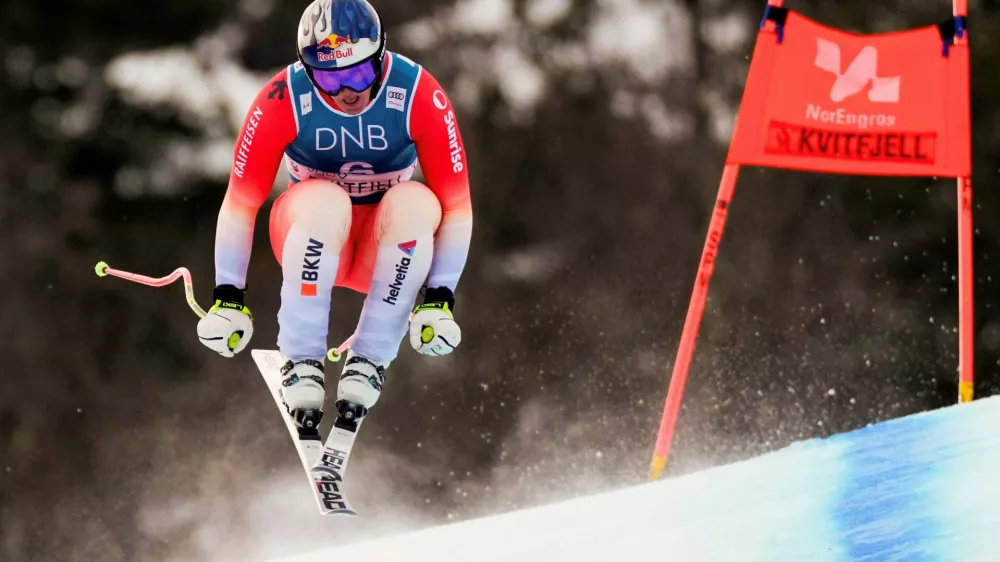 Alpine Skiing - FIS Alpine Ski World Cup - Kvitfjell, Norway - March 8, 2025 Switzerland's Franjo von Allmen in action during the men's downhill Cornelius Poppe/NTB via REUTERS  ATTENTION EDITORS - THIS IMAGE WAS PROVIDED BY A THIRD PARTY. NORWAY OUT. NO COMMERCIAL OR EDITORIAL SALES IN NORWAY.