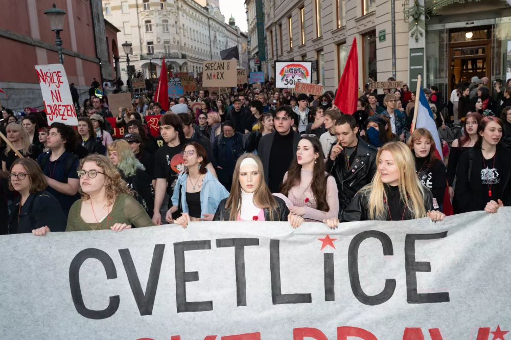 Protestnice nasprotujejo vojnam – kot odrazom patriarhalnega nasilja – in kapitalistični vojni industriji. Foto: Nik Erik Neubauer