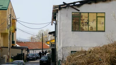 A view outside a night club following a fire resulting in casualties, in the town of Kocani, North Macedonia, March 16, 2025. REUTERS/Ognien Teofilovski