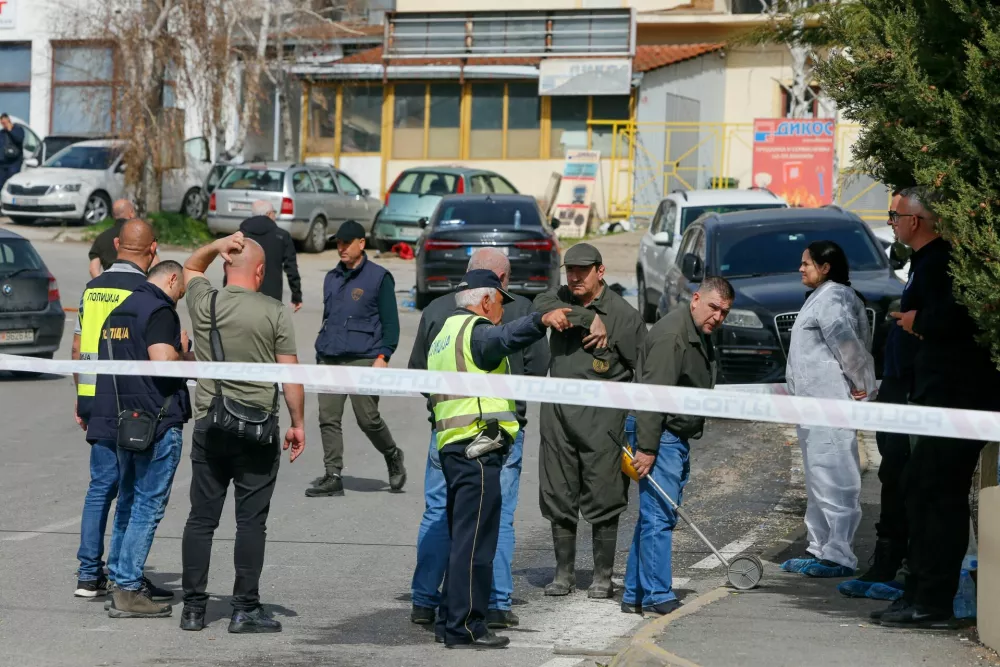 Emergency responders operate outside a night club, following a fire resulting in casualties, in the town of Kocani, North Macedonia, March 16, 2025. REUTERS/Ognien Teofilovski