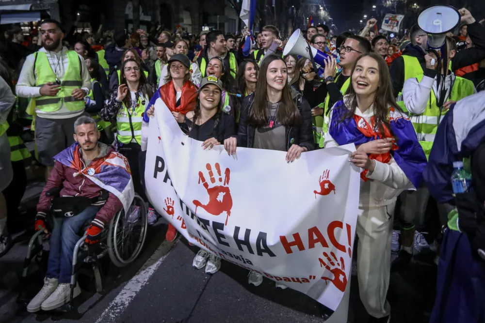 Štuentje na protestu15.3.2025 - Beograd - Srbija - študentski protest - največji shod v zgodovini SrbijeFoto: Luka Cjuha